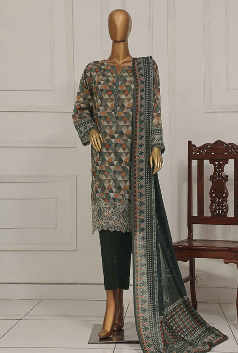 3 Piece Unstitched - Asasa Premium Embroidered Suit- AEL-259